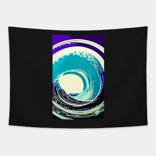 ocean or sea wave retro design graphic illustration by ironpalette Tapestry