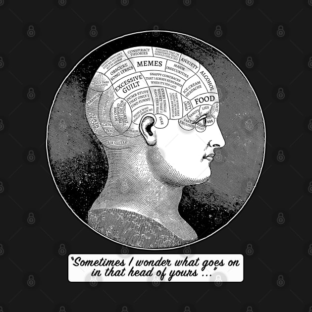 Funny Vintage Phrenology Head Illustration - Dark Humor by DankFutura