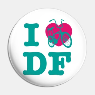 I Love Cycling DF Aqua Pink / Yo Amo andar en Bicicleta en el DF / Chilango Pride / Orgullo Chilango Graphic Pin