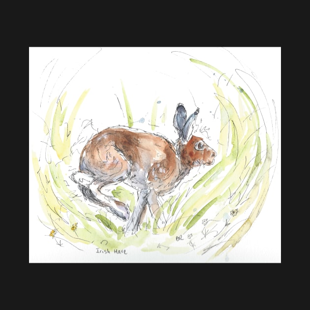 Irish hare watercolour illustration. by DebTheZeb