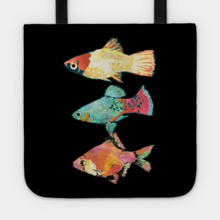 Three Fish- 2 Platty and 1Tiger Barb- The fish trio Tote