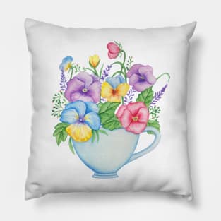 Watercolor Flower Cup Pillow