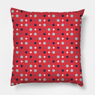 Red with white and blue dots Pillow