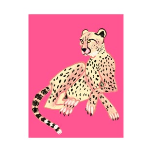 Leopard cheetah on pink T-Shirt