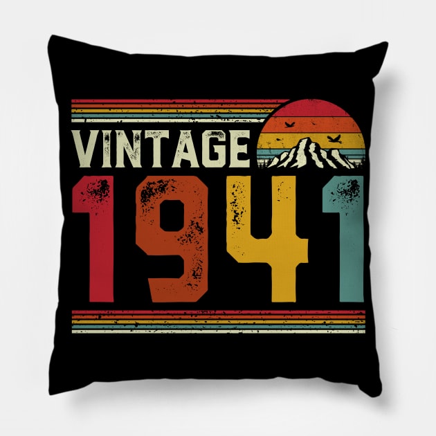 Vintage 1941 Birthday Gift Retro Style Pillow by Foatui