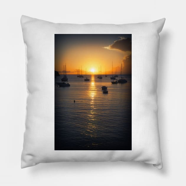 Sea Sunset Waves Pillow by cinema4design