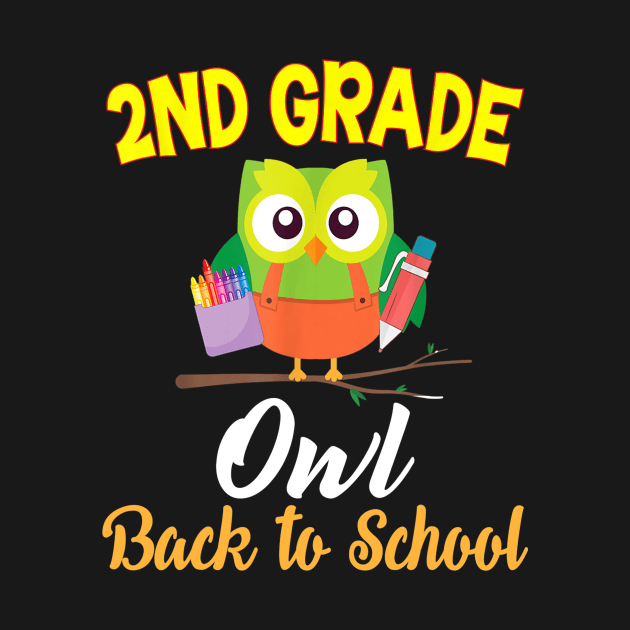 2nd Grade Owl TShirt Second Grader Back To School Kids by FONSbually