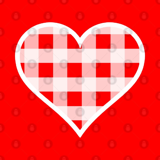 Red and White Buffalo Plaid Heart by bumblefuzzies