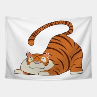 Tiger at Yoga Stretching Exercises Tapestry