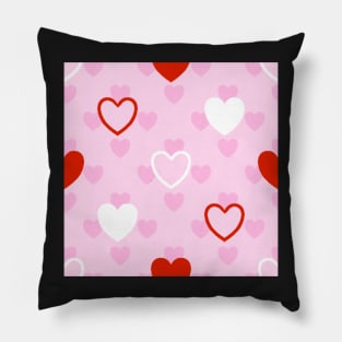 Red, White and Pink Valentine's Polka Dot Hearts Pillow