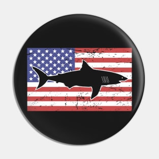 Patriotic American Flag & Shark Pin