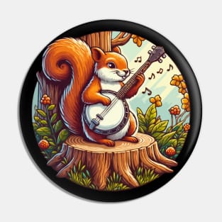 Squirrel Playing Banjo Pin