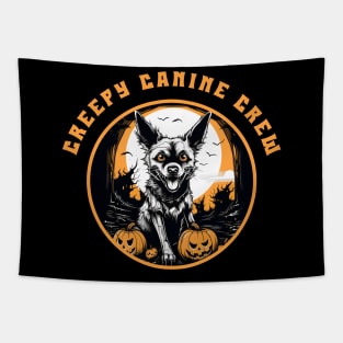 Creepy Canine Crew Dog Witch Halloween Tapestry