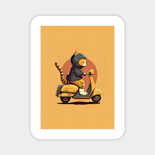 cat riding a scooter Magnet