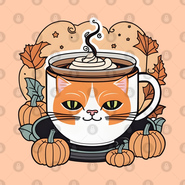 Autumn Pumpkin Latte in Cat Cup by LisaHartjesx