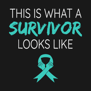 This Is What a Survivor Looks Like PCOS Awareness Teal Ribbon Warrior T-Shirt