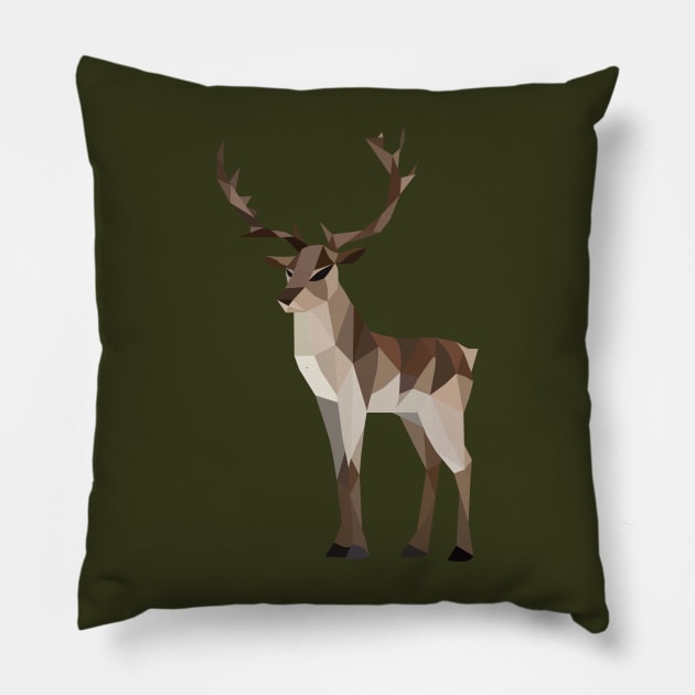 Low Poly Stag in Brown Pillow by shaldesign