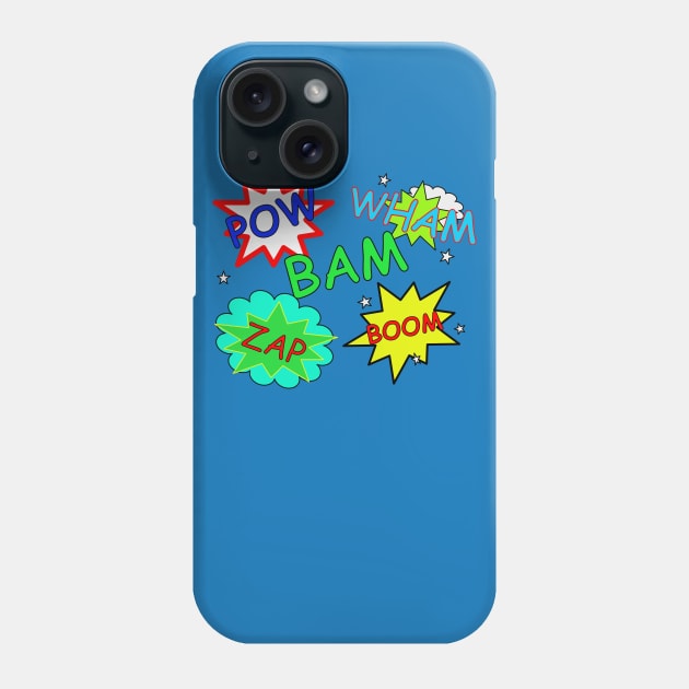 Zap, Bam, Wham, Pow, Boom Phone Case by designInk