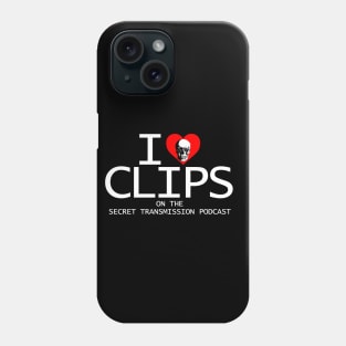 "I love clips" (White) Phone Case