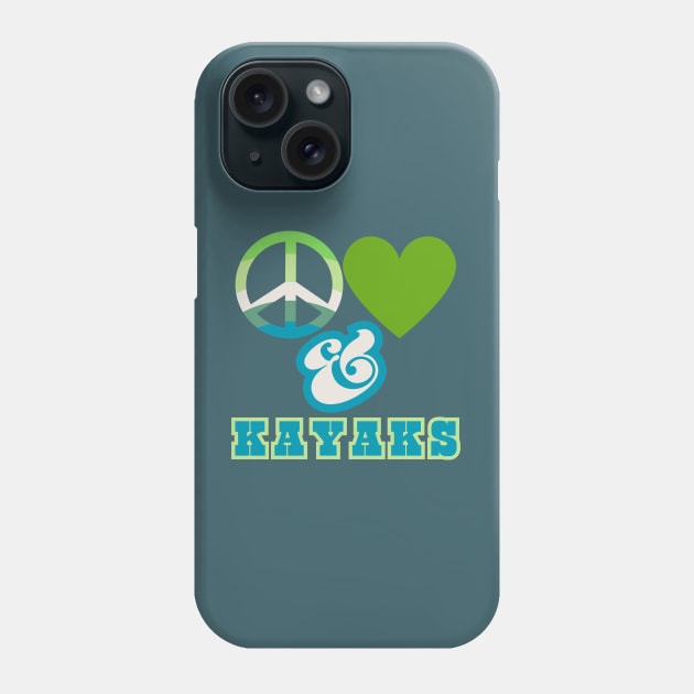 Peace, Love & Kayaks - Groovy Retro Mossy Colorway Pacific Northwest Style Phone Case by SwagOMart
