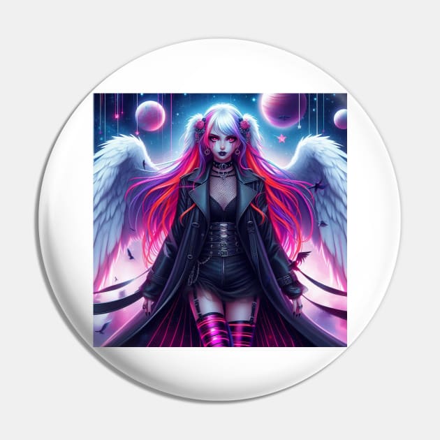 Goth Angel Girl Pin by PlayfulPandaDesigns