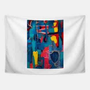 Crazy Indigo Abstract Tapestry