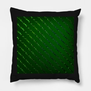 Elegant Sequin Stripe on dark green background Pillow
