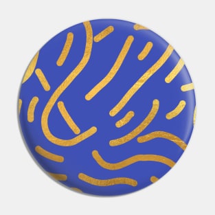 Indigo Blue Gold colored abstract lines pattern Pin