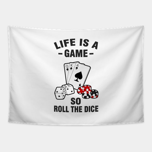 Lucky casino gambler dice and poker cards Tapestry by Tobias Store