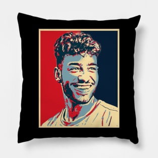 Portrait Happy Smiley Man Hope Poparts Pillow