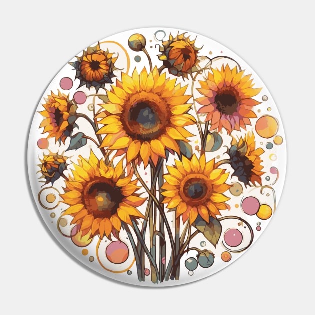 Sunflowers Blooming Pin by Heartsake