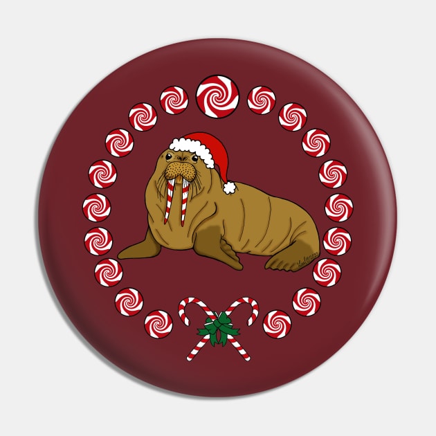 Peppermint Walrus Pin by HonuHoney