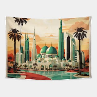 Abu Dhabi United Arab Emirates Vintage Travel Tourism Tapestry