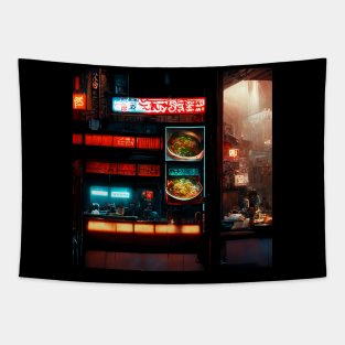 Noodle Nook - Cyberpunk Cityscape Tapestry