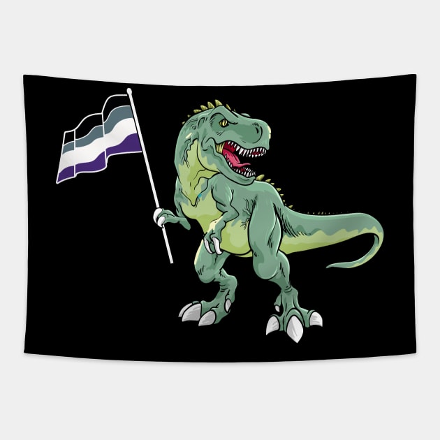 Funny Dinosaur Flag Asexual Pride LGBT Gift Tapestry by Lones Eiless