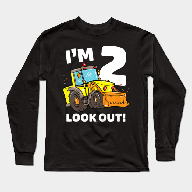 Birthday Boy Best Gift Idea Yellow Tractor Bulldozer Long sleeve kids T-Shirt