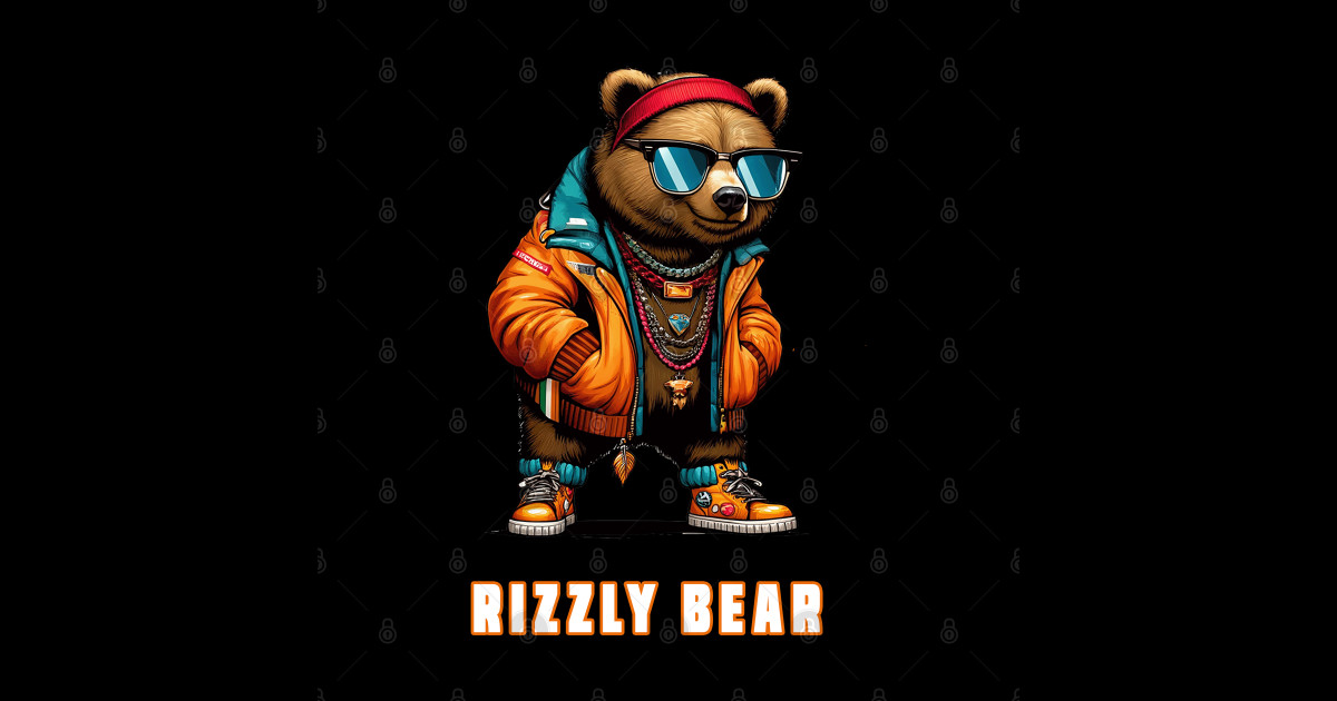 Rizzly Bear Cool Grizzly Bear Wearing Sunglasses Rizz Slang - Men ...