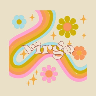 virgo 70s Rainbow with flowers T-Shirt