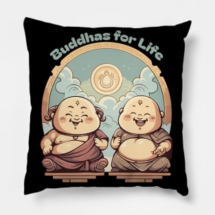 Buddhas for Life Shirt - Brotherhood Bond Tee - Spiritual Companionship Apparel - Unique Gift for Brothers and Friends Pillow