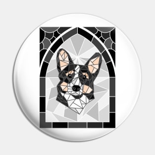 Stained Glass Black Corgi Pin