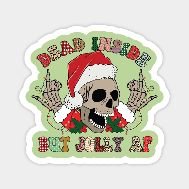 Dead Inside But Jolly AF Christmas Skull Goth Santa Xmas Gift Magnet by The WYLD Tribe
