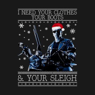 I Need Your Clothes Terminator Christmas Knit T-Shirt