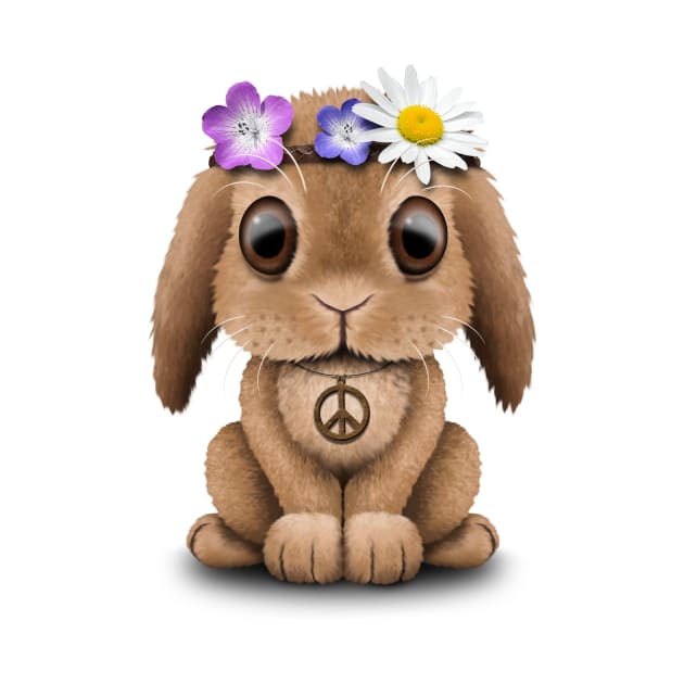 Cute Baby Bunny Hippie by jeffbartels