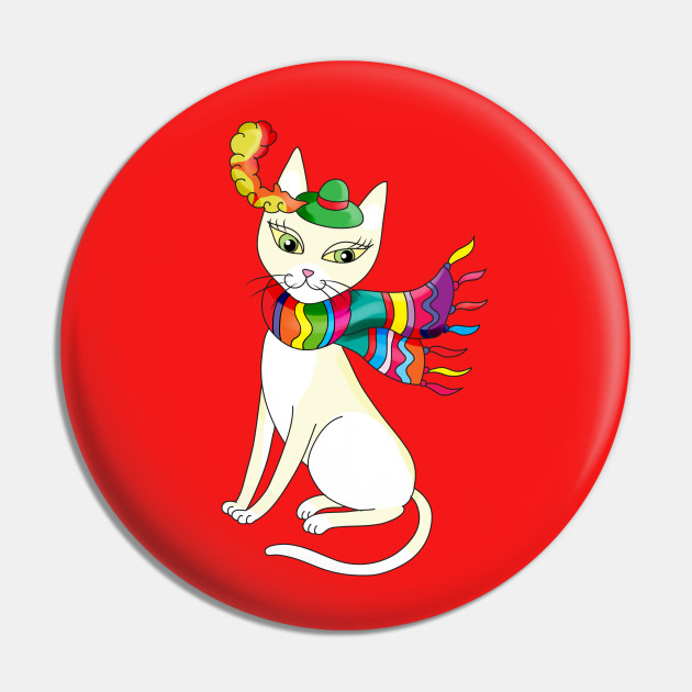 Cute White Cat In A Hat And Scarf Cute White Children Gifts Cat