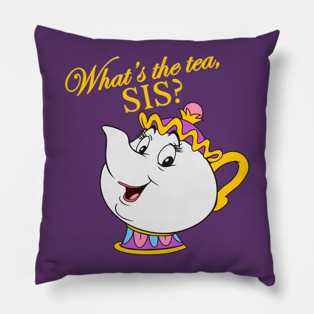 What's The Tea? Pillow by BearAndOwl