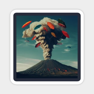 Volcano and umbrellas Magnet