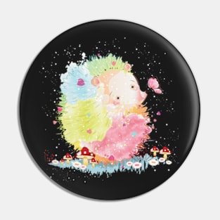 Rainbow hedgehog in watercolor Pin