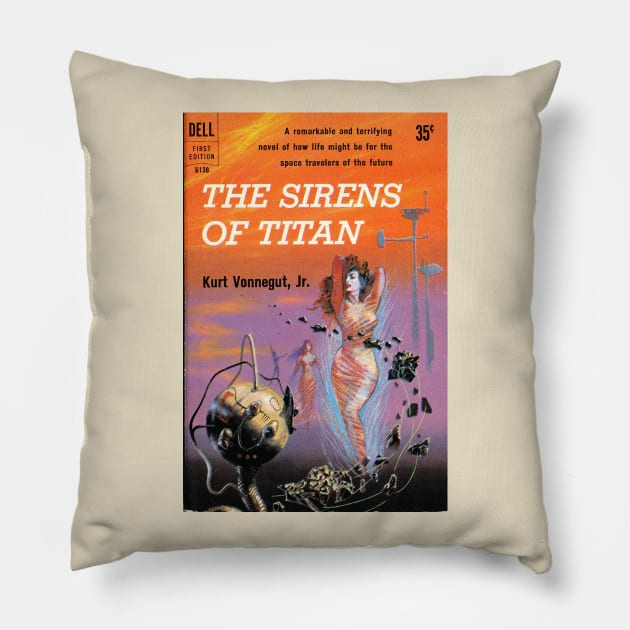 The Sirens of Titan by Kurt Vonnegut - Siren Cover Pillow by SpartanCell