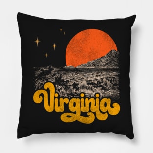 Vintage State of Virginia Mid Century Distressed Aesthetic Pillow