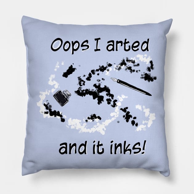 Oops I arted and it inks!  Black and white design Pillow by Peaceful Pigments